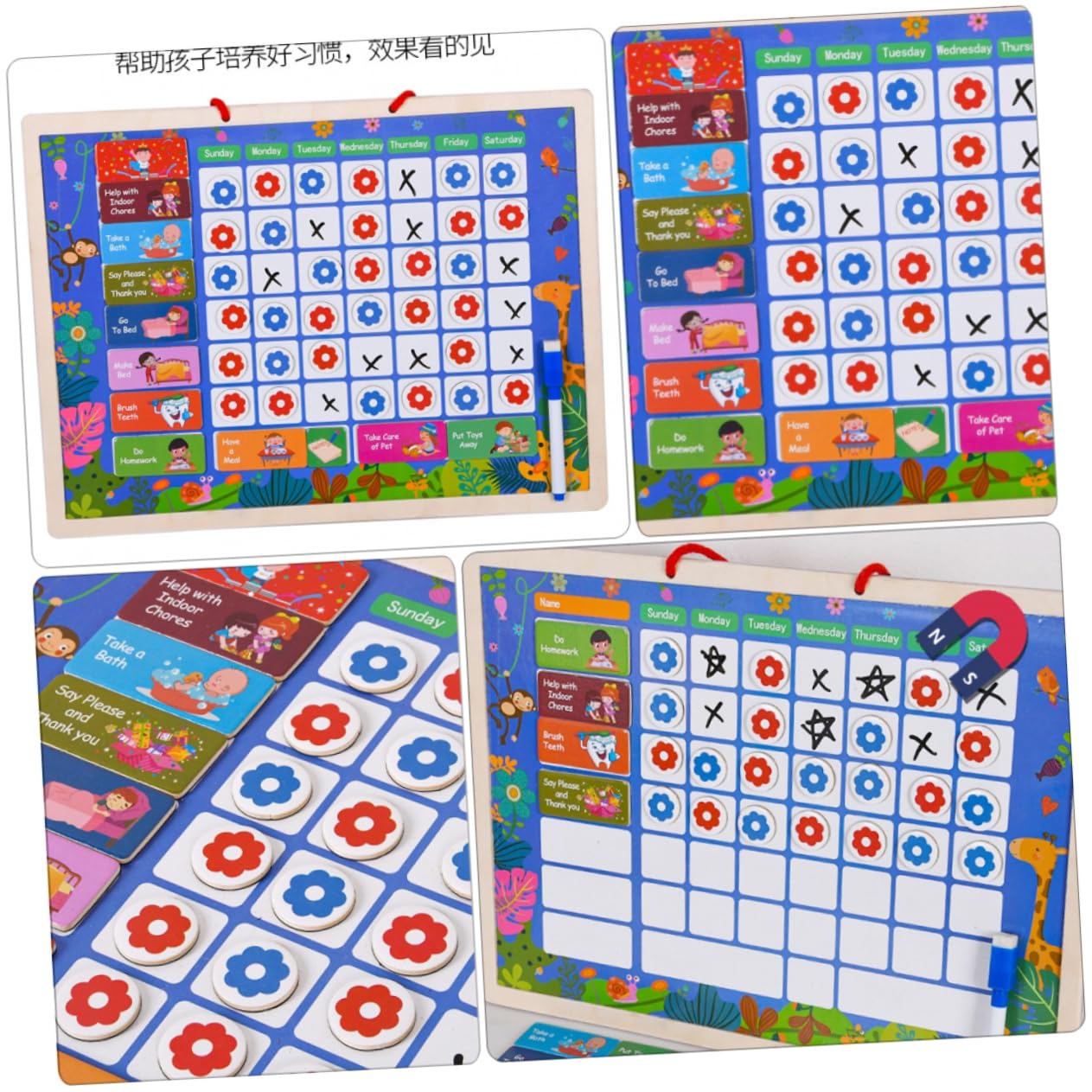 jojofuny Holz Termintafel Für Junge Mädchen Familie Wöchentlich Planer Aufgabentafel Praktische Zeitplan Schreiben Bord Langlebiges Material Kinderfreundlich