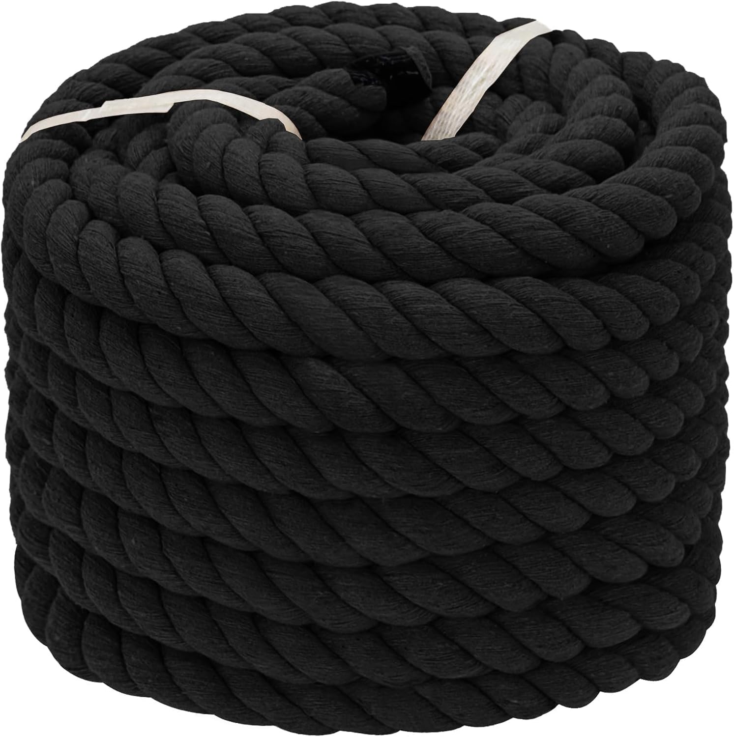 Amazon.com: Black Cotton Rope (1 in x 50 ft) Natural Twisted Cotton ...