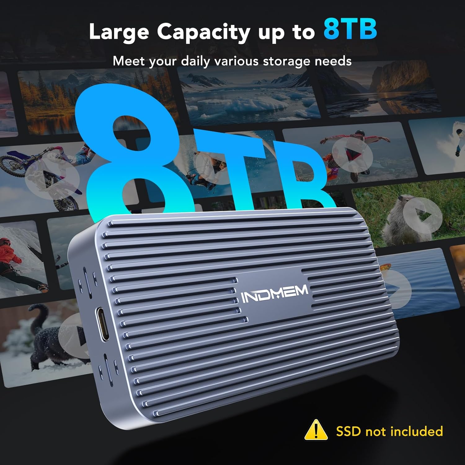 80Gbps M.2 NVMe SSD Enclosure with Cooling Fan Compatible with Thunderbolt 5/USB4 V2.0, Support B+M Key/M-Key NVMe 2280 SSD, Backward Compatible with USB 3.2/3.1/3.0, Tool-Free Installation Up to 8TB