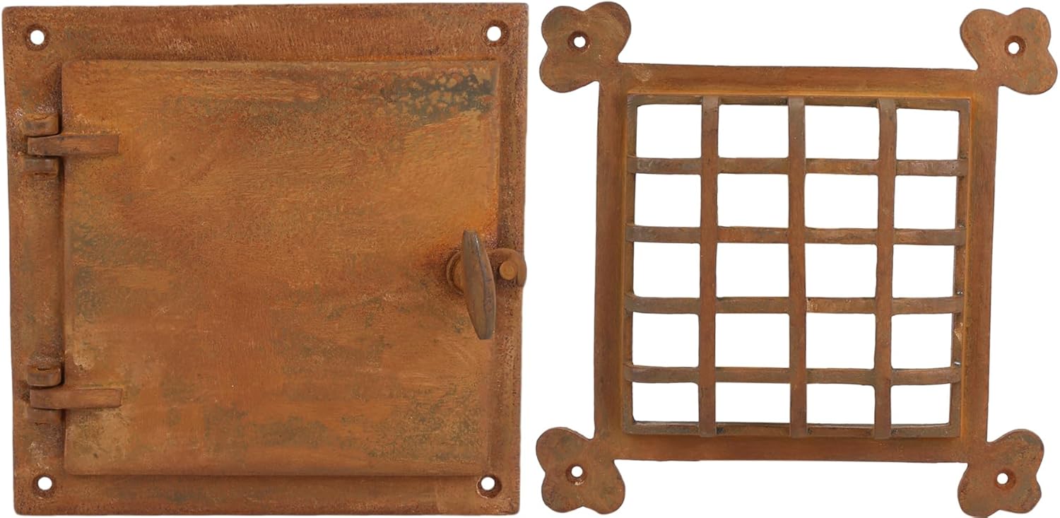 A29 Speakeasy Door Grill with Viewing Door, Rust Large Size