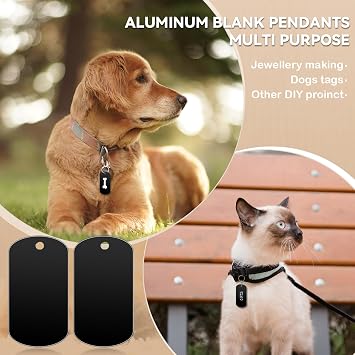 50 Pack Metal Stamping Blanks Black Metal Tags for Stamping, Engraving Blank Tags Engraving Blank Tags Signs Aluminum Stamping Blanks Keychain Blank Dog Tag