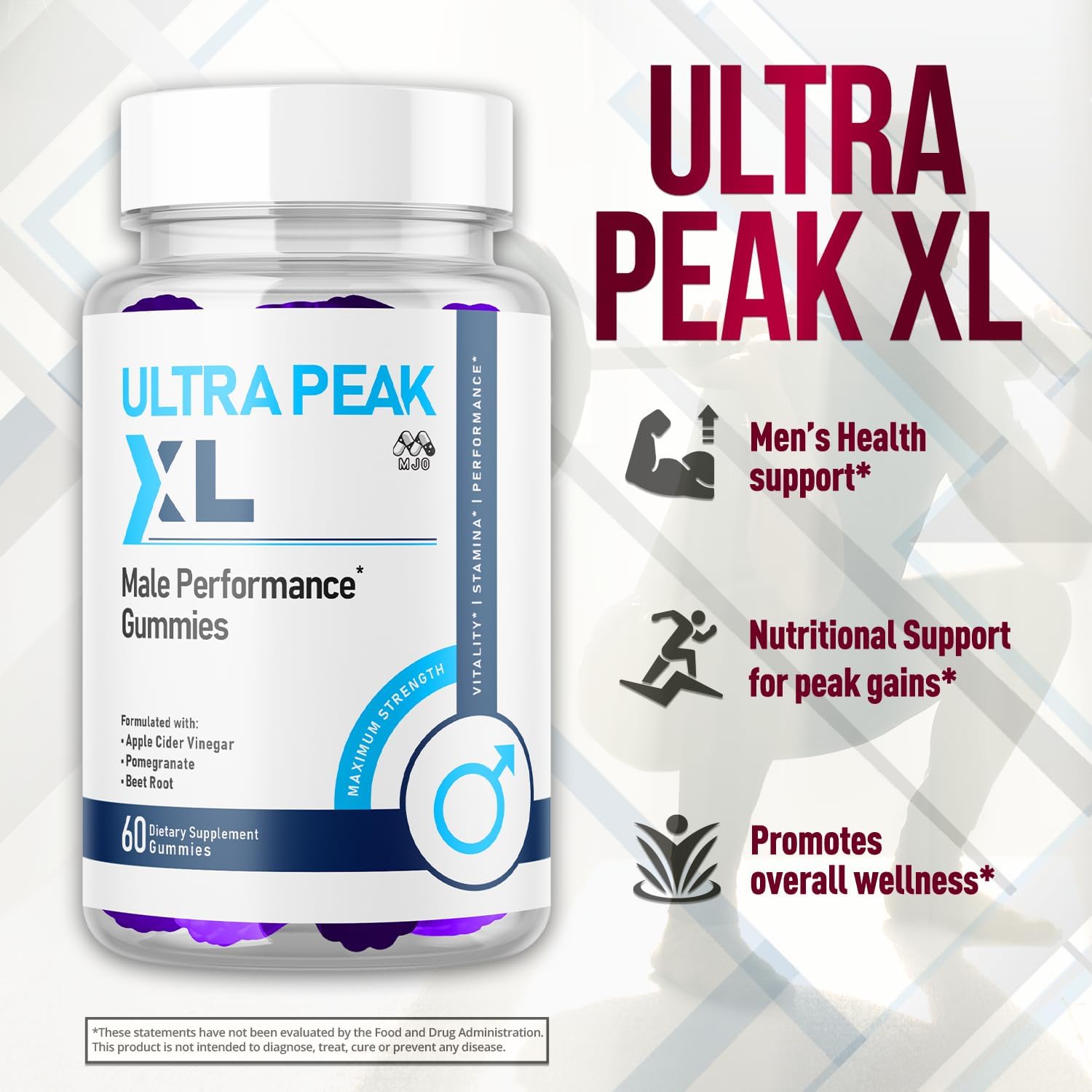Ultra Peak XL Gummies for Men, Official UltraPeak XL Male Gummys with All Natural Ingredients, Ultra PeakXL Maximum Strength Health and Wellness Multivitamin Supplement Formula Gummys (60 Gummies)