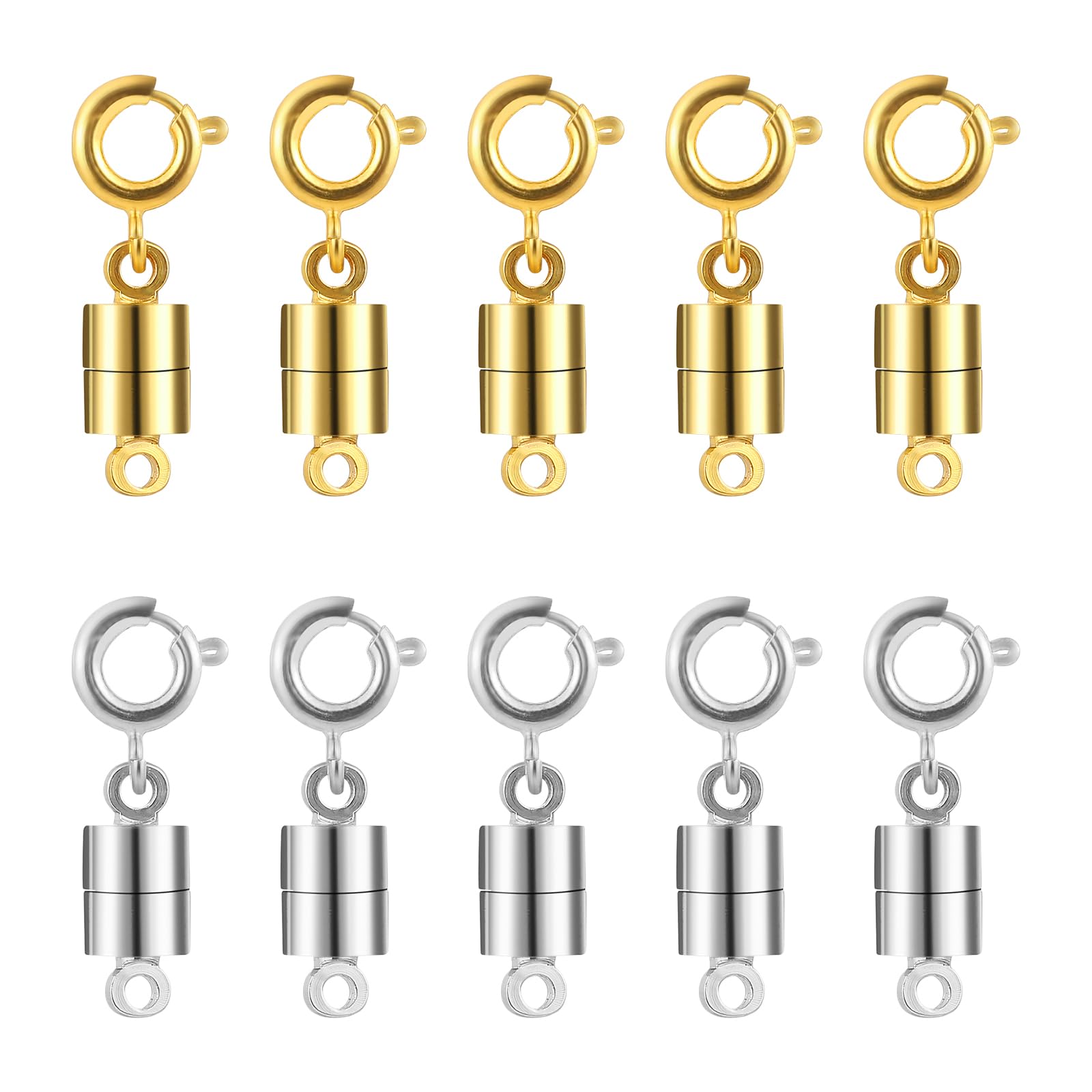 Lusofie10 Pcs Magnetic Necklace Bracelet Clasps and Closures Chain Fasteners Magnetic Jewelry Clasps Connector Locking for Necklaces Jewelry Accessories (5 Gold 5 Silver)