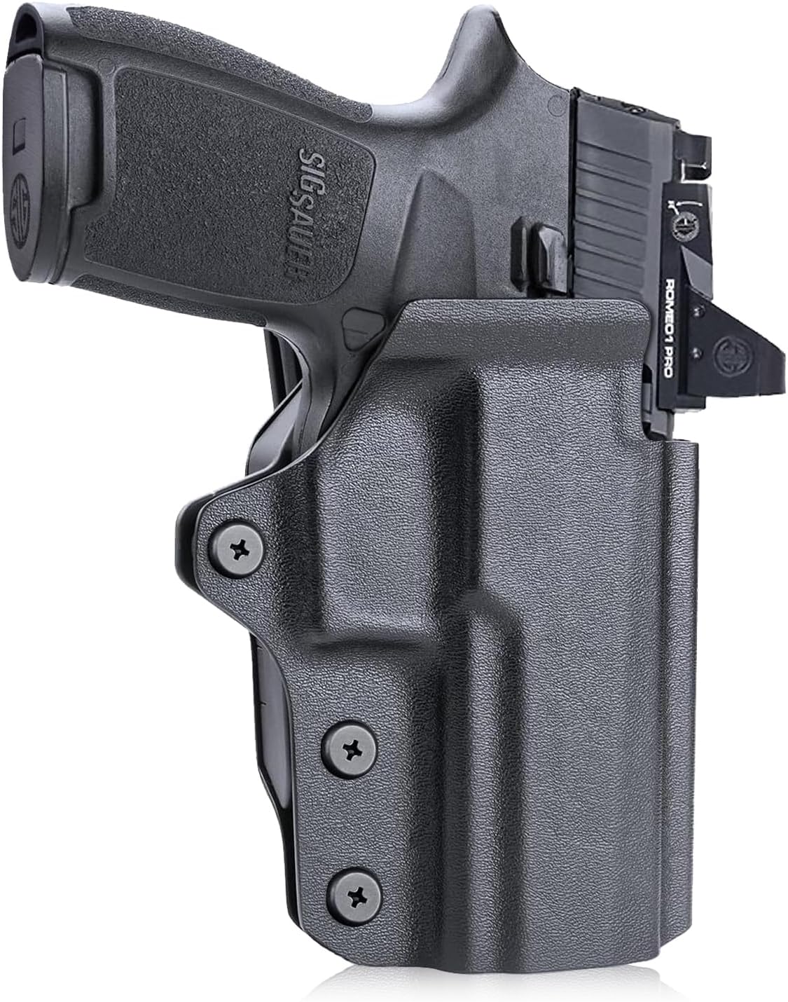 OWB Kydex Holster Thumb Release & Optics Cut Fit: Sig P320 Compact M18 / P320 Full Size M17 / XFIVE Legion/AXG Combat/XCarry/XFULL, 360 Degree Adj. Fits 1.5"-2.25" Belt, Right Hand