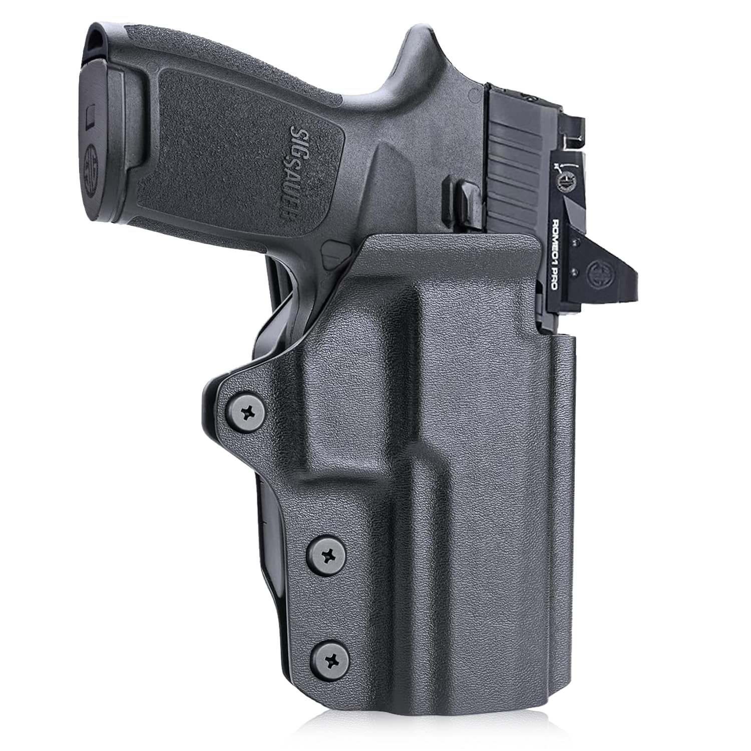 OWB Kydex Holster Thumb Release & Optics Cut Fit: Sig P320 Compact M18 / P320 Full Size M17 / XFIVE Legion/AXG Combat/XCarry/XFULL, 360 Degree Adj. Fits 1.5"-2.25" Belt, Right Hand