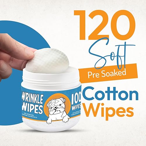 Miniatura 5 de Toallitas antiarrugas para perros  100 toallitas antiarrugas para perros Bulldog francés, Bulldog inglés, Pugs  Toallitas grandes de 3.15 pulgadas