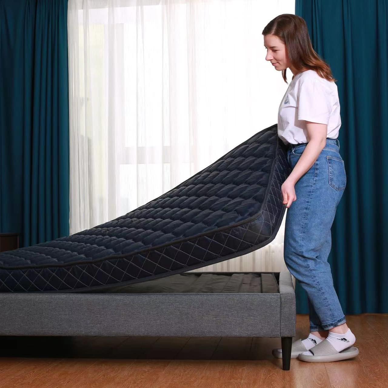 AC Pacific 6" Water-Resistant High-Density Foam Mattress Made in USA with Stylish Diamond-Quilted Breathable Fabric, Distributes Weight Evenly, Twin XL Deluxe, Navy Blue