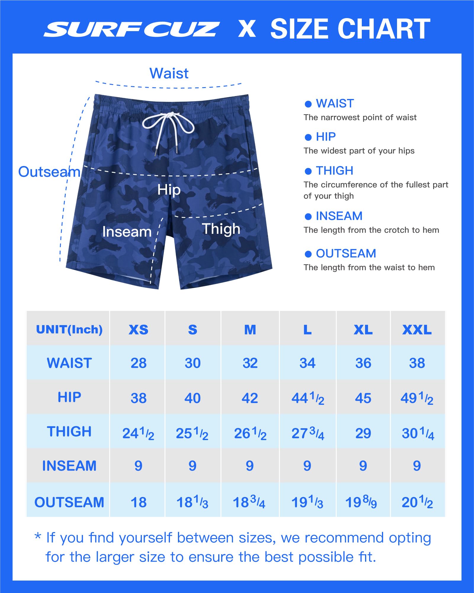 SURF CUZ Mens Swim Trunks with Compression Liner Swimming Shorts 2 in 1 Stretch Quick Dry Zipper Pockets, Dark Blue Camouflage|S - Image 7 thumbnail