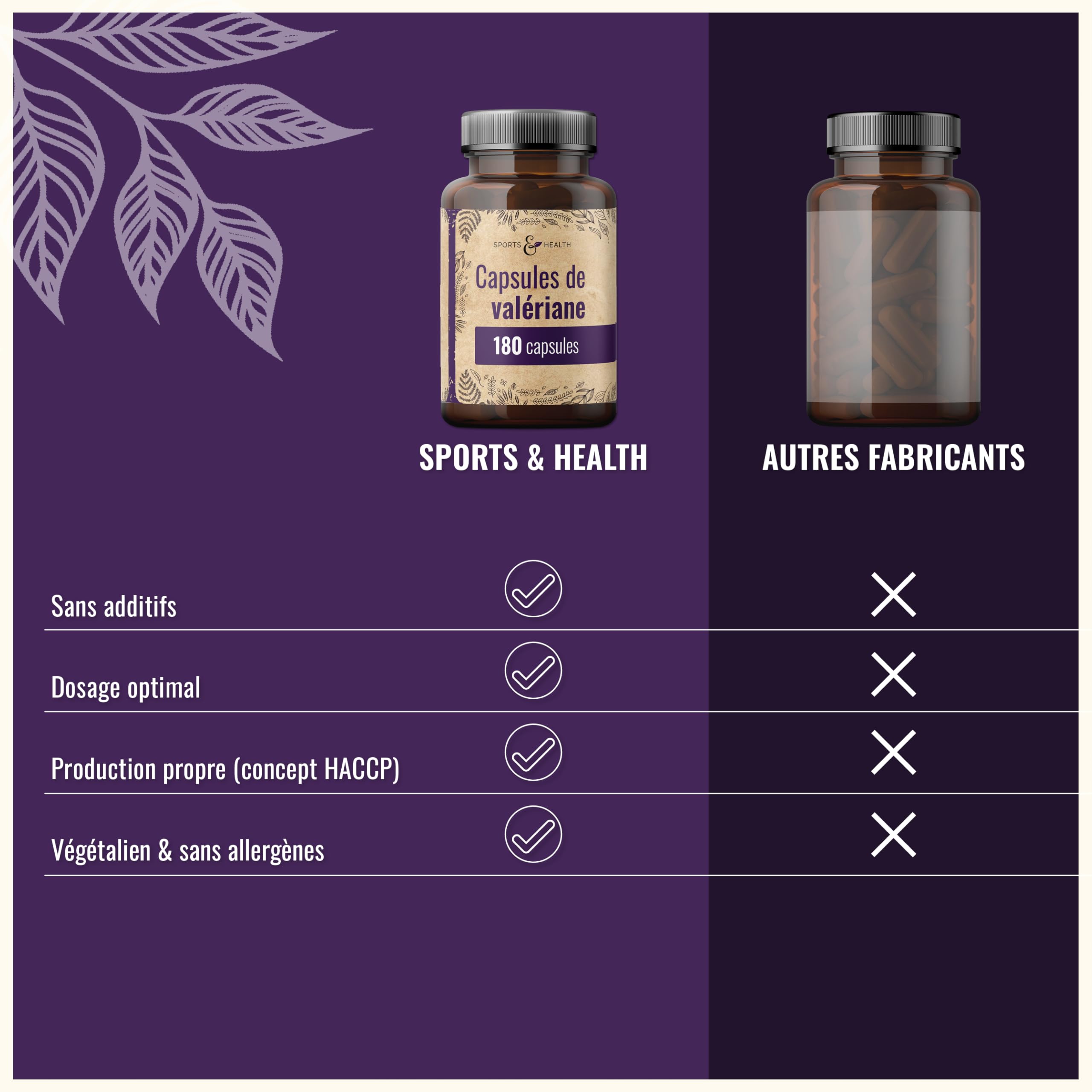 Valériane à haute dose - 180 gélules - 600mg de valériane à haute dose par gélule