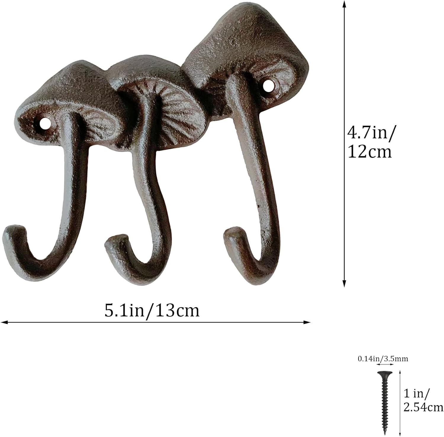 Rustic Mushroom-Shaped Decorative Wall Hook Rack Hangers for Hanging Clothes, Coats, Towels, Keys, and Hats, 1 Pack Antique Cast Iron Mounted Wall Hooks