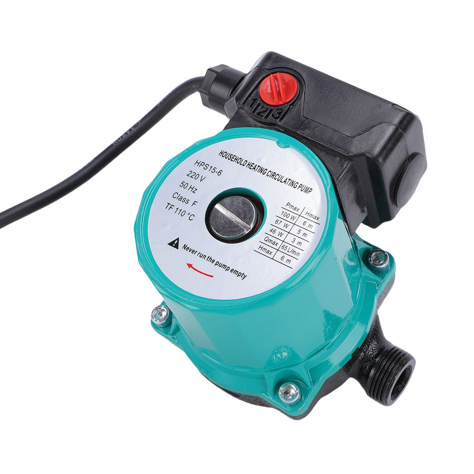 Generic Pompa di Ricircolo Acqua Calda Circolatore Efficiente con Controllo a 3 velocità per di Riscaldamento Elettrico 65 L/min 46 W 67 W 100 6 M Ad Alta Portanza NPT 1 Pollice con Adattatore NPT