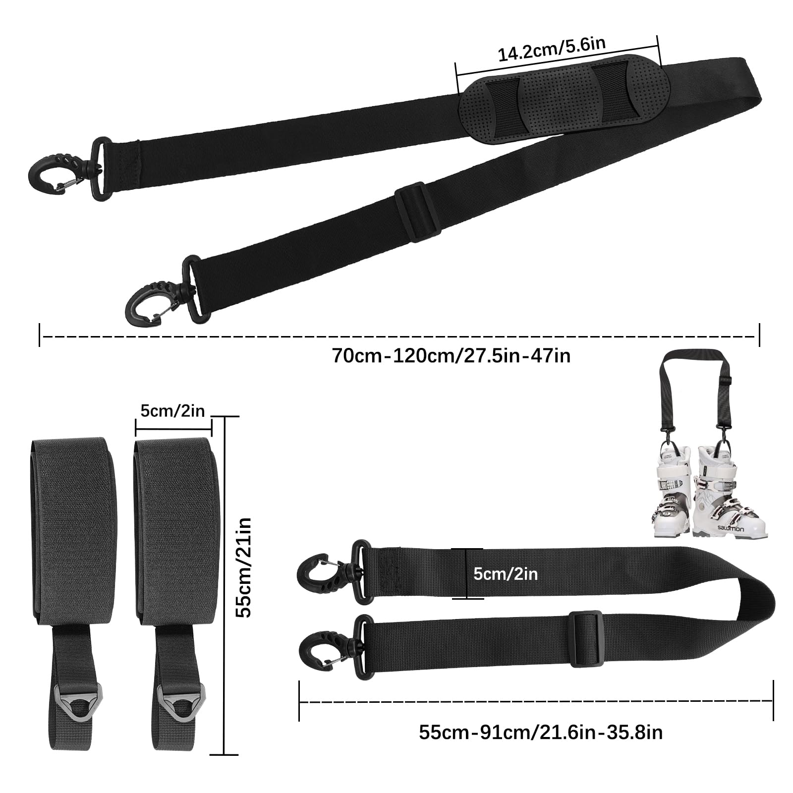 Sangle de Ski Réglable Bandoulière Porte-Équipement