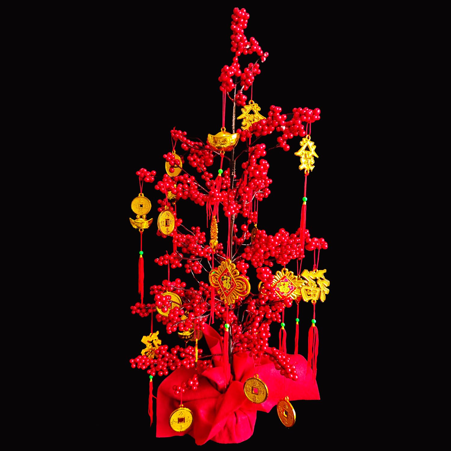 Photo 1 of Money Fortune Coins Tree with 23.6inch, 2024 Chinese Japan Vietnam Dragon New Year Artificial Fortune Tree with Wealth Coins, Ingot, Fu, Knot for Wealth and Health Spring Festival Decorations