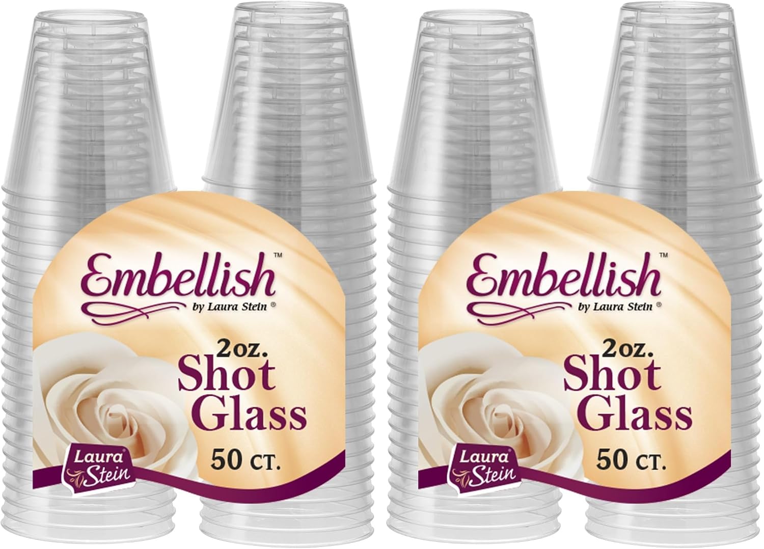 Embellish Crystal Clear Hard Plastic 2oz Clear Shot Glass Pack Of 50