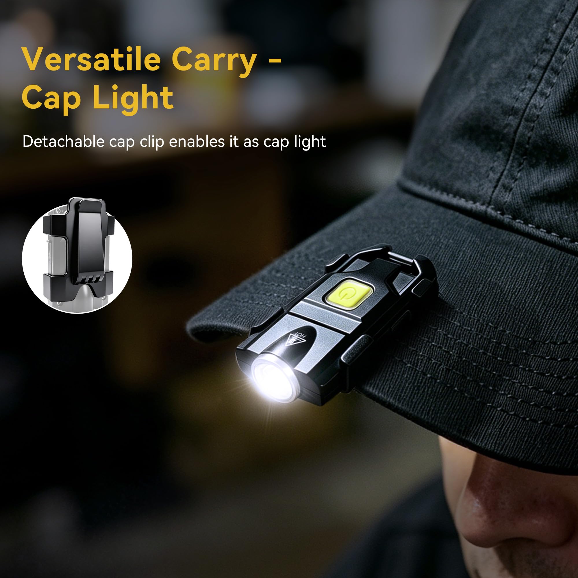 lexall 2 Pack Keychain Flashlight 500 Lumens USB-C Rechargeable