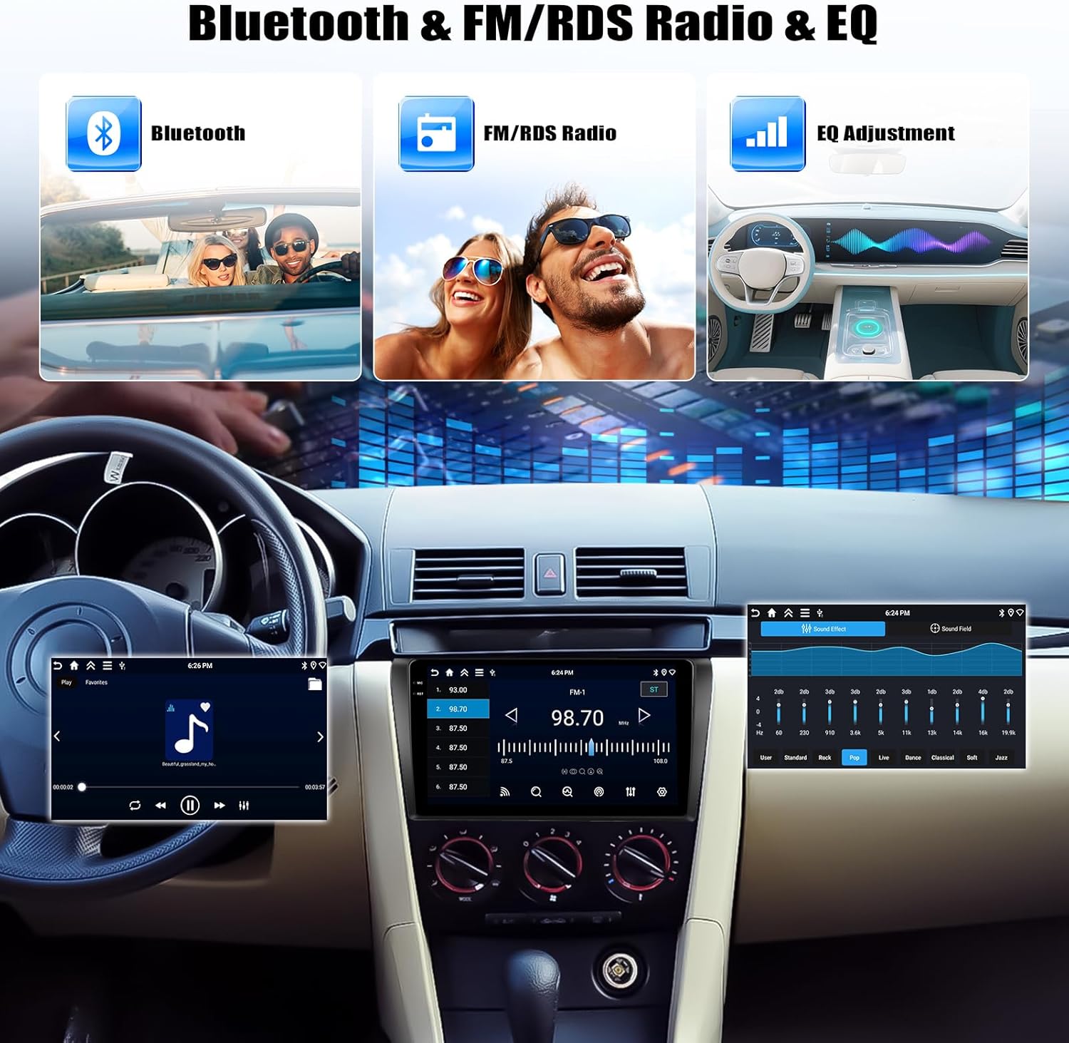 4G+128G Android 15 Car Stereo for Mazda 3 2004-2009 with Wireless CarPlay Android Auto 9" incell Touch Screen Car Radio Bluetooth GPS WiFi RDS FM HD Backup Camera