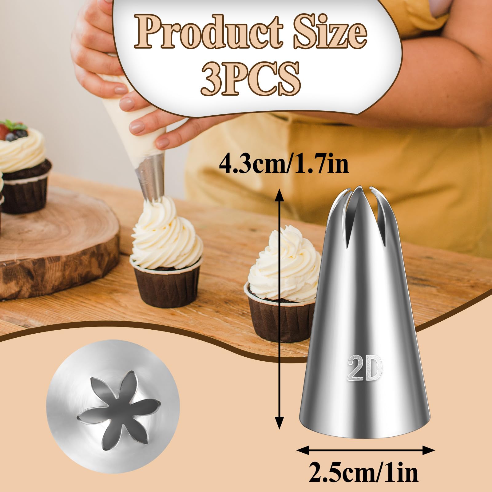 Wowdecor - Lot De 7 Douilles En Acier Inoxydable 304 Pour Décorer Gâteaux Et Cupcakes