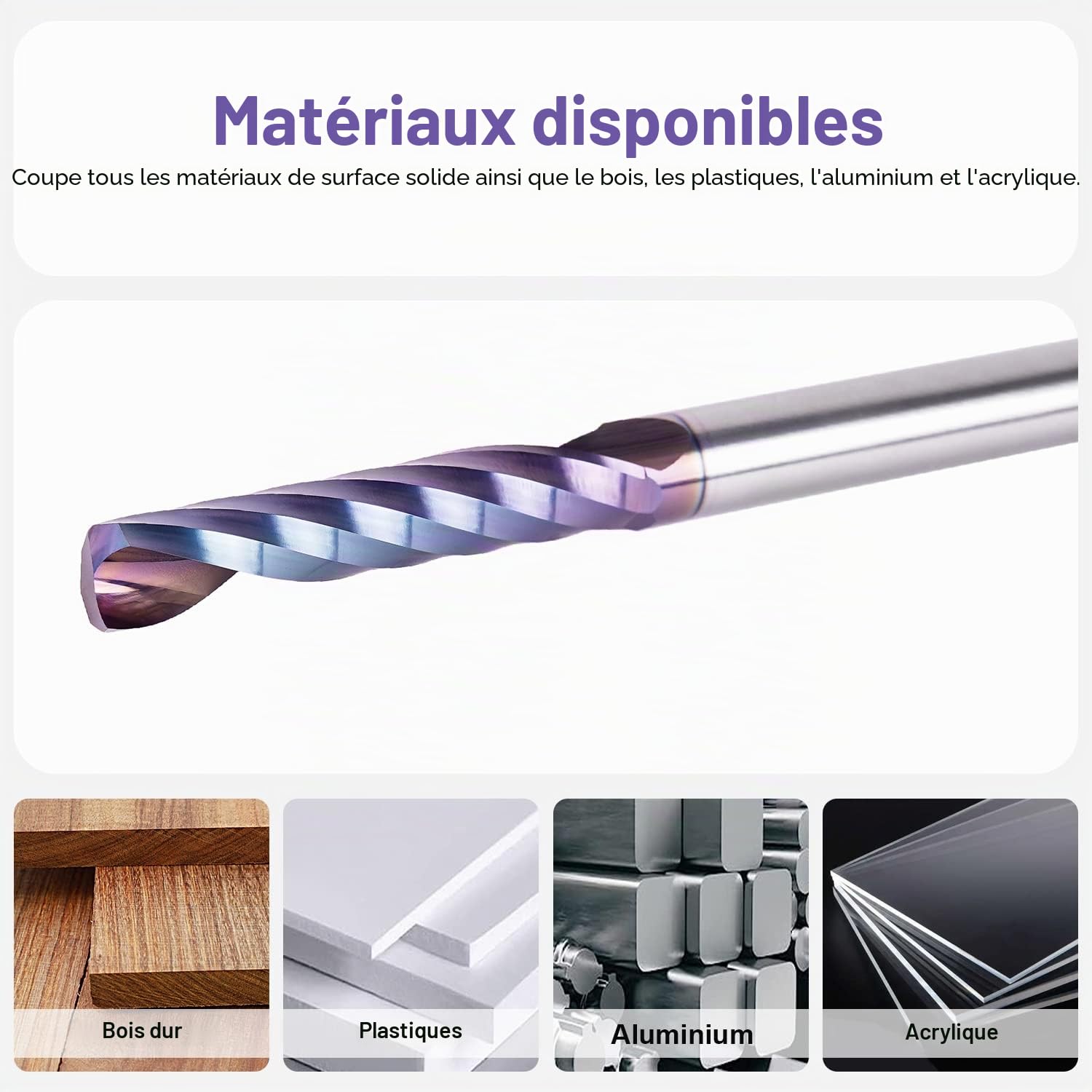 SpeTool Fraise 6mm pour Aluminium Unique Flûte Spirale Fraise CNC en Carbure de Tungstène Solide avec Revêtement TAC Fraises Monotranchantes 32mm Longueur de Coupe pour Plastique Aluminium Acrylique