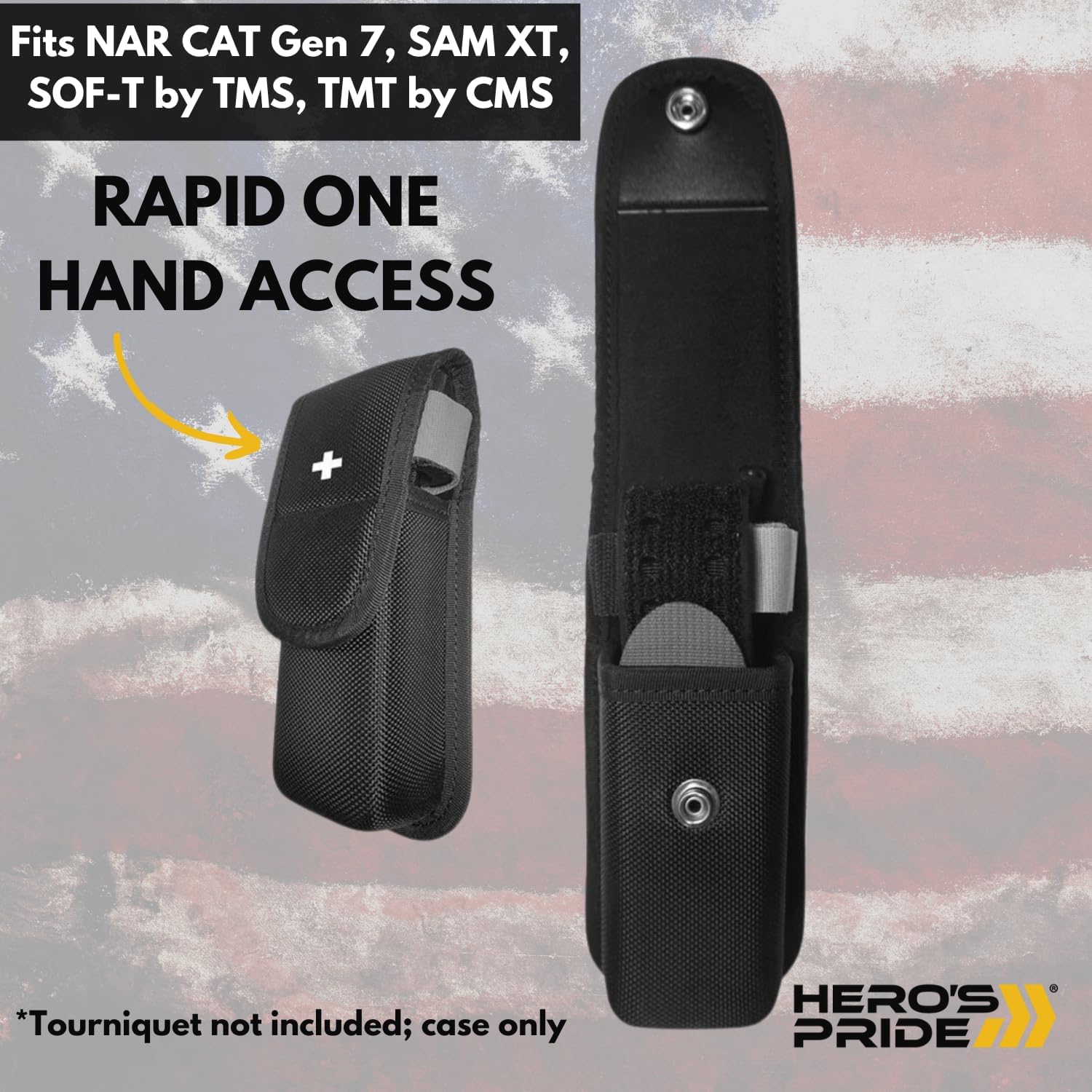 Hero's Pride Universal Ballistic Tourniquet Holder, Molded Nylon TQ Pouch for Tactical Duty Belts, Duty Gear & EDC Case Fits Most Tourniquets Including CAT Gen 7, Lightweight & Durable Design, Black