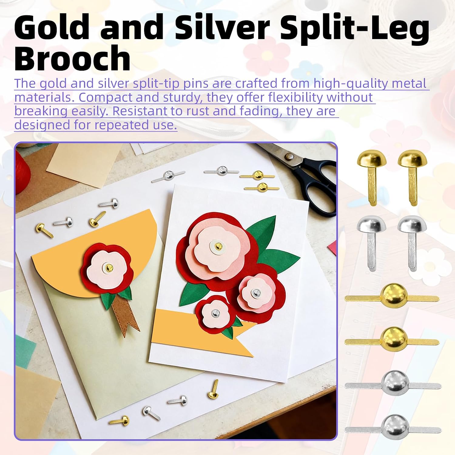 600 Pcs Split Pins Metal Mini Round Brads (Gold Silver, Colorful) for DIY Crafts Projects Scrapbooking Paper Crafts Scrapbooking Cards Photo Walls with Single Hole Punch
