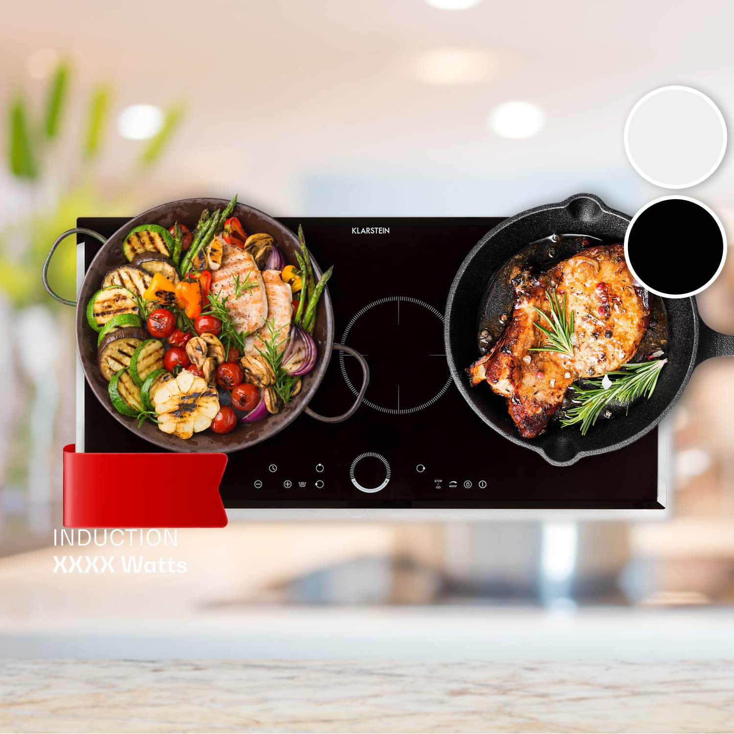 Klarstein induction hob, glass ceramic 7000W induction hob with 4 plates, built-in induction plate with touch display and timer with overheating protection — view 9