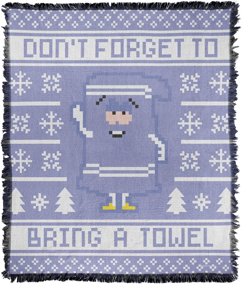 LOGOVISION South Park Blanket, 50"x60" Towelie Christmas Sweater Woven Tapestry Cotton Blend Fringed Throw Blanket