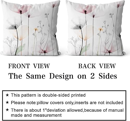 Miniatura 2 de Juego de 2 fundas de almohada de 18 x 18 pulgadas, color marrón, crema, gris y rosa, fundas de almohada rústicas abstractas modernas, decoración del