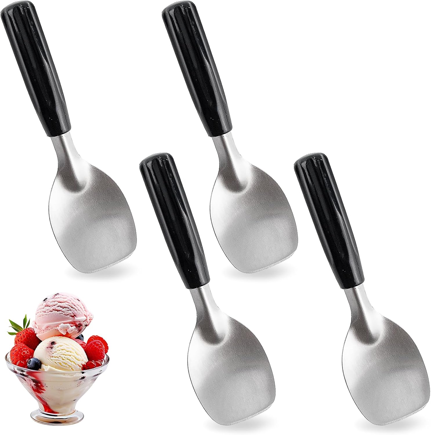 4 Pack Ice Cream Spade Heavy Duty - Stainless Steel Flat Ice Cream Scoop, Scooper for Hard or Creamy Dessert Spade Butter Cutter