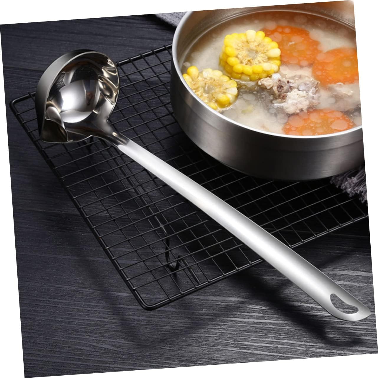 Alipis 3pcs Stainless Steel Oil Filter Ladle for Soup Practical Strainer Spoon Ergonomic Handle for Efficient Grease Separation Kitchen Cooking