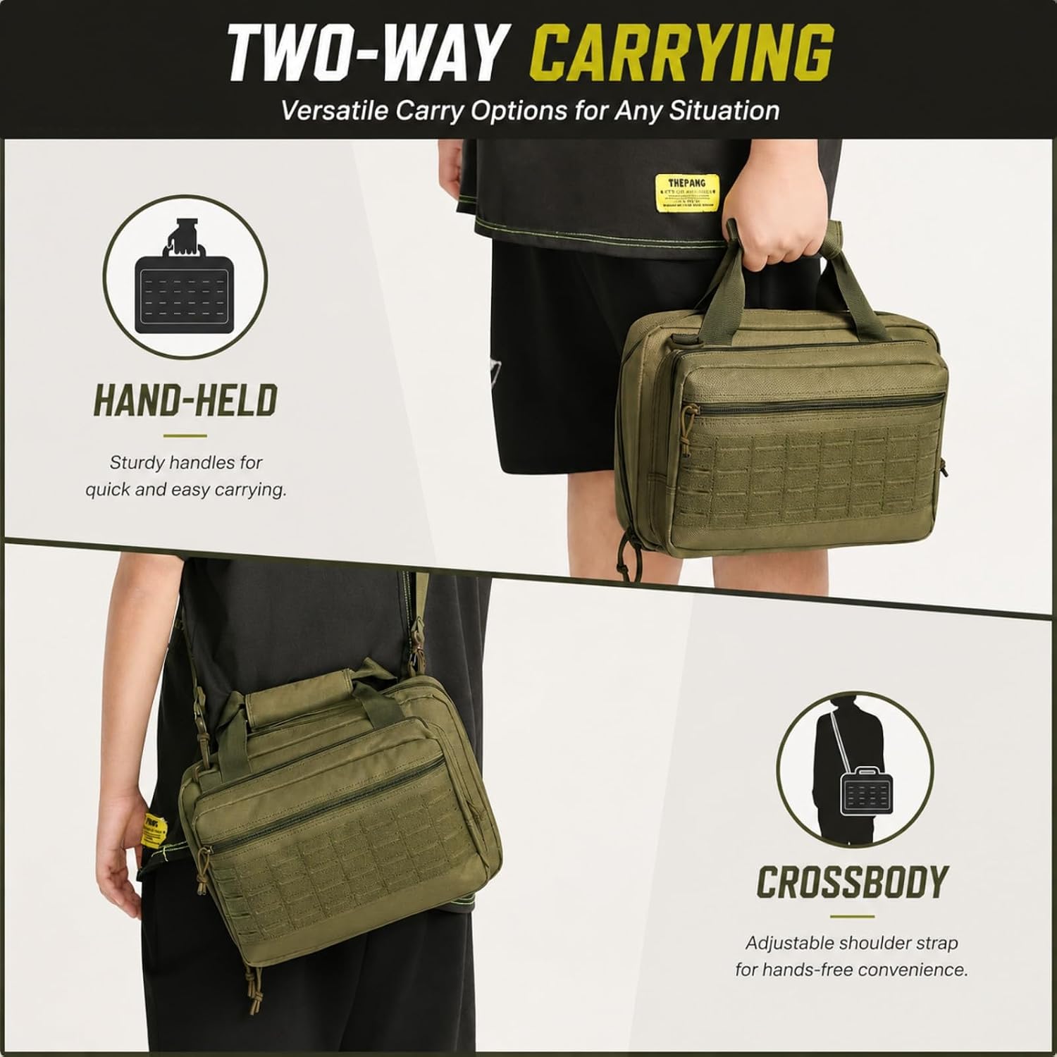 DAREKUKU Double Tactical Gun Utility Bag, Soft Small Range Organizer Pistol Case with Lockable Zipper, Two-Way Carrying, 600D Water-Resistant, Fits Two Handguns + Six Magazines