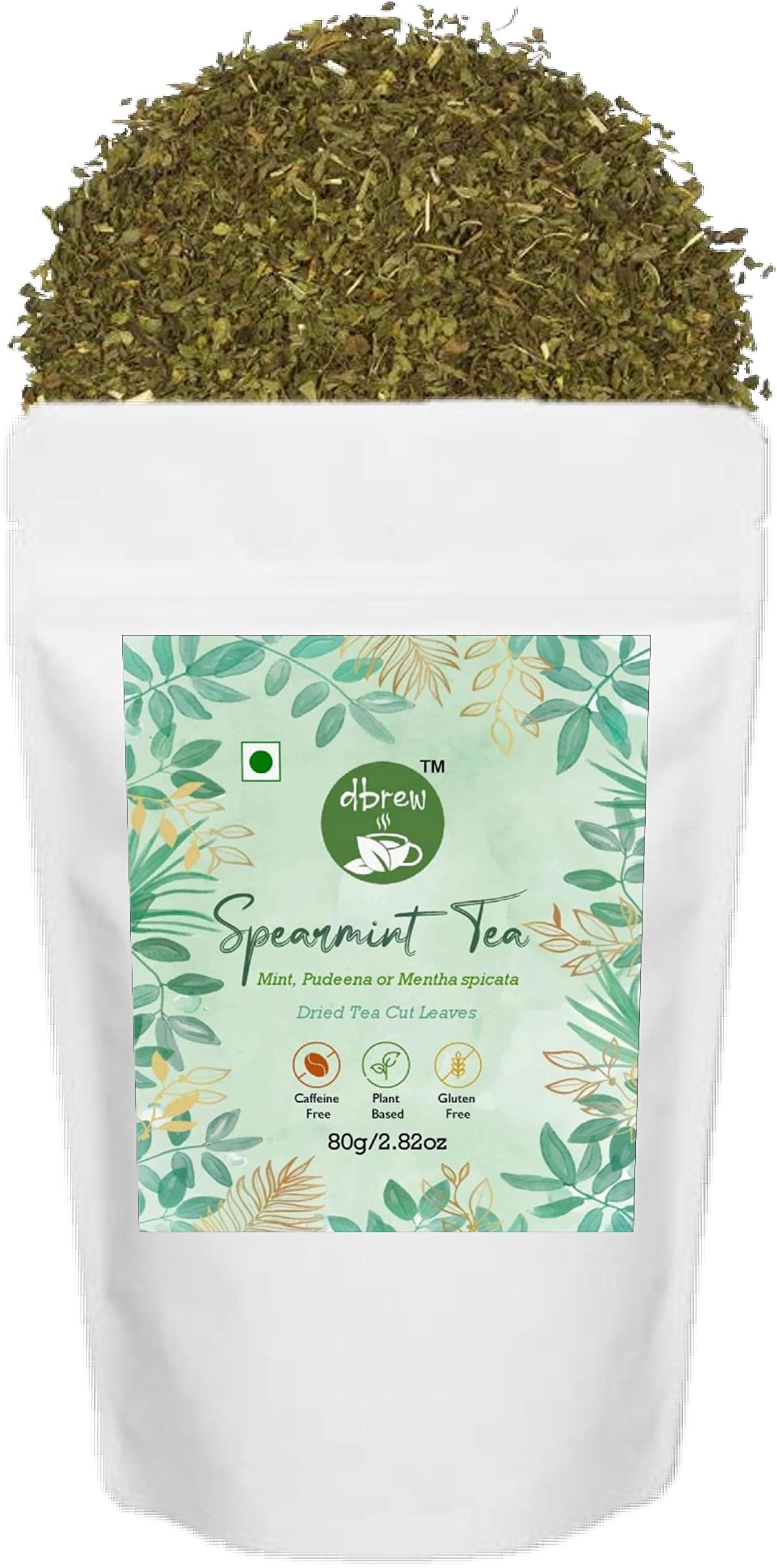 dbrew - Spearmint Leaves Tea 80g | Natural Sun-Dried Leaves | Caffeine Free Tea
