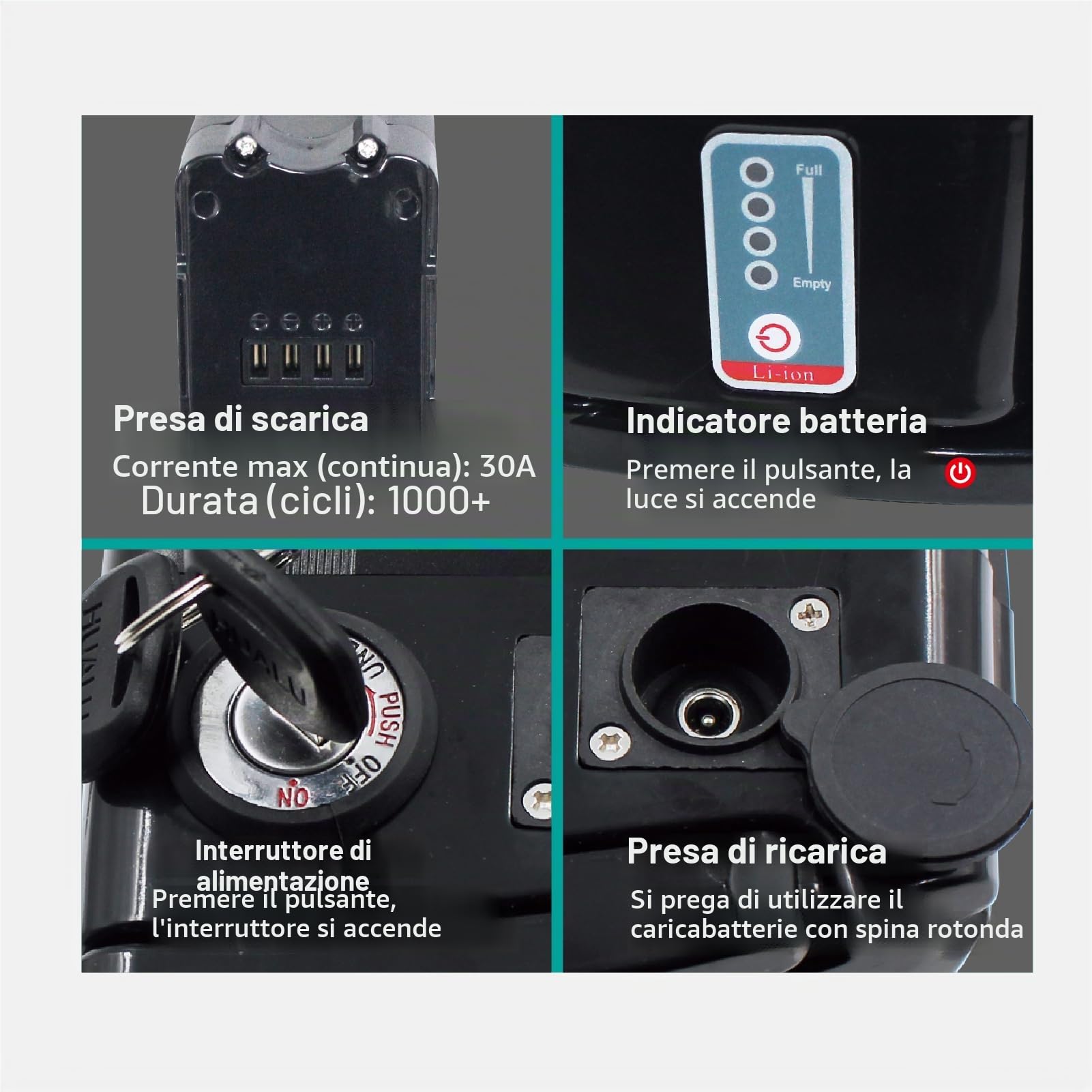 Batteria per bicicletta elettrica Pedelec Pesce d'argento 36 V 12 Ah per MiFa Rex Aldi Bike, adatta per Phylion/XH370-10J, ZL1010101 0-F, adatta per motori da 36 V
