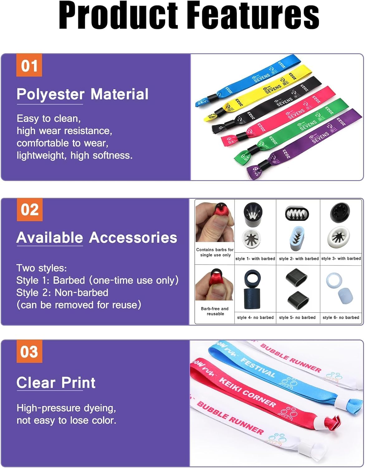 Custom Cloth Wristbands Personalized Wrist Bands 30/100/1000 Pcs Bulk with Text Logo, Colored Wristbands Events for Wedding, Lightweight Concert, Club Entrance Wrist Strap Party - Image 4