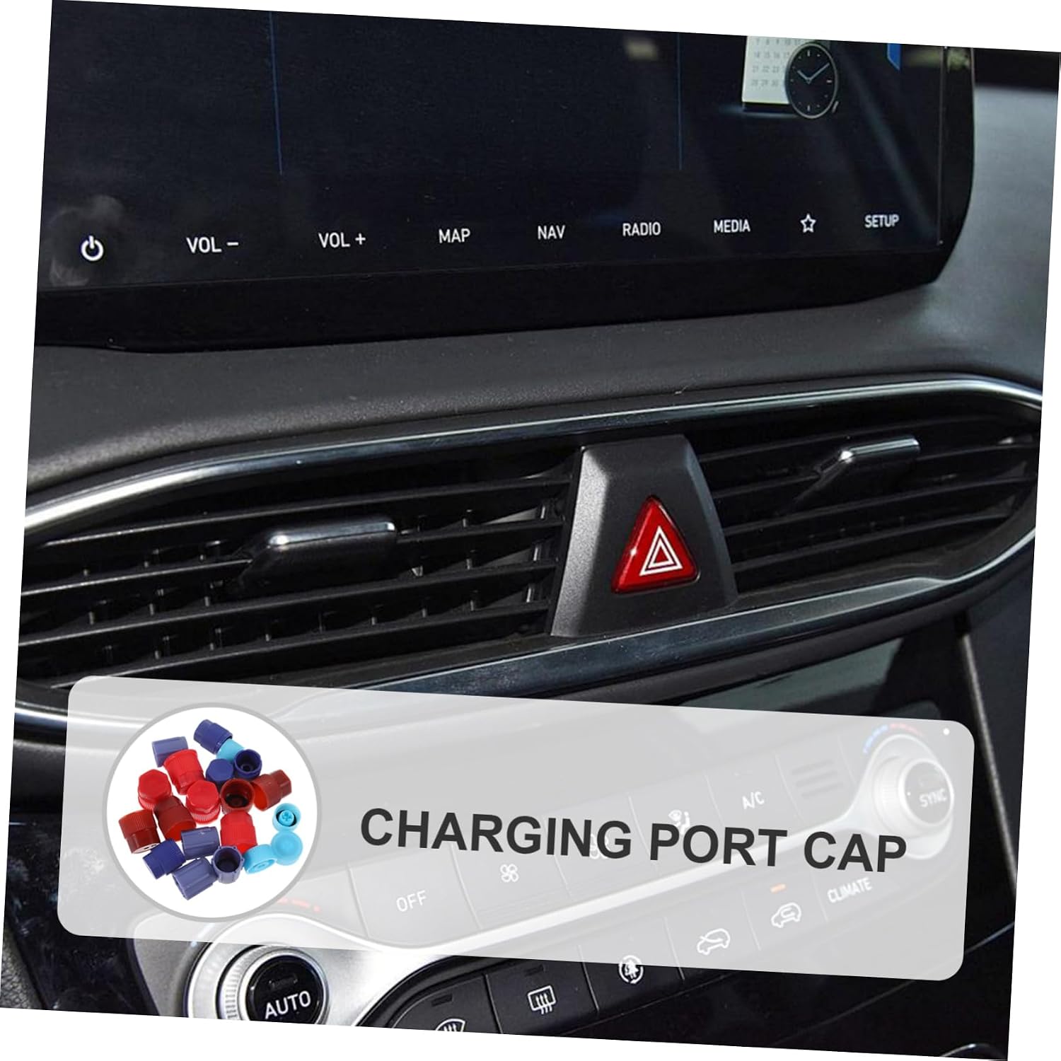 Unomor 1set Air Conditioning Charging Port Caps for Vehicle Maintenance Valve Core Caps Easy to Install Remove Compatible Multiple Systems Essential Repair Accessory