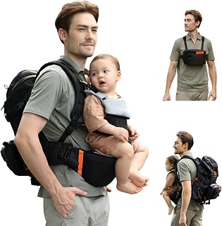 C1-All in 1 Modular Baby Backpack Carrier, Toddler Hiking Backpack with Convertible Baby Carrier & Hip Seat & Chest Bag, Easy to Wear & Switch, 500D Tactical Fabric Carrier for Hiking