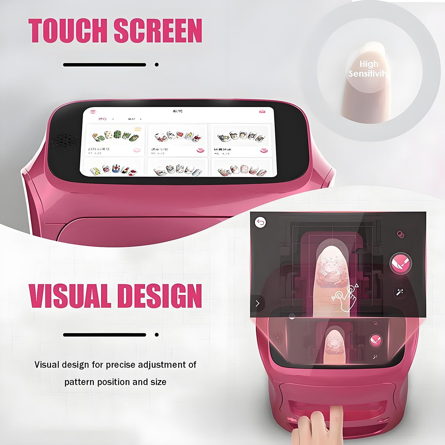 Máquina Inteligente para Pintar uñas 3D, Impresora portátil Digital móvil para decoración de uñas con Pantalla táctil, Belleza y Cuidado Personal para uñas en casa de niñas Pink