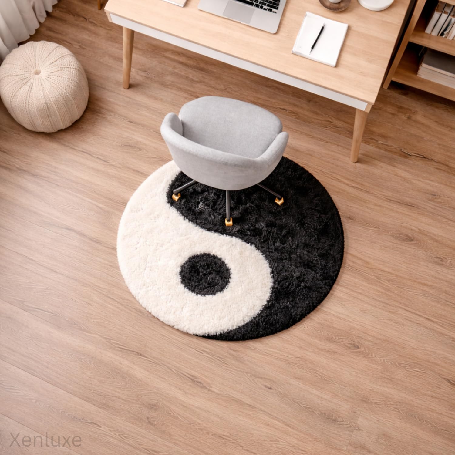 XoGul × Treatment Graphic Rug dinoworks Buy Xenluxe Yin Yang Shaggy Polyester Round Rug – Ultra Soft Plush