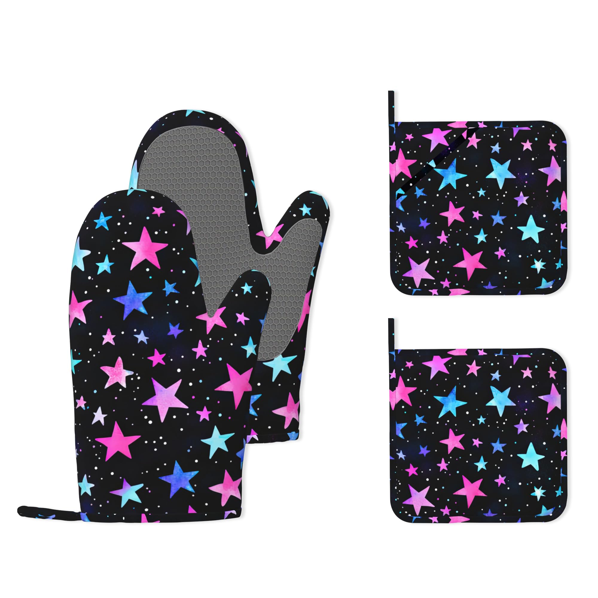 Maniques en silicone motif étoiles bleues et roses antidérapants