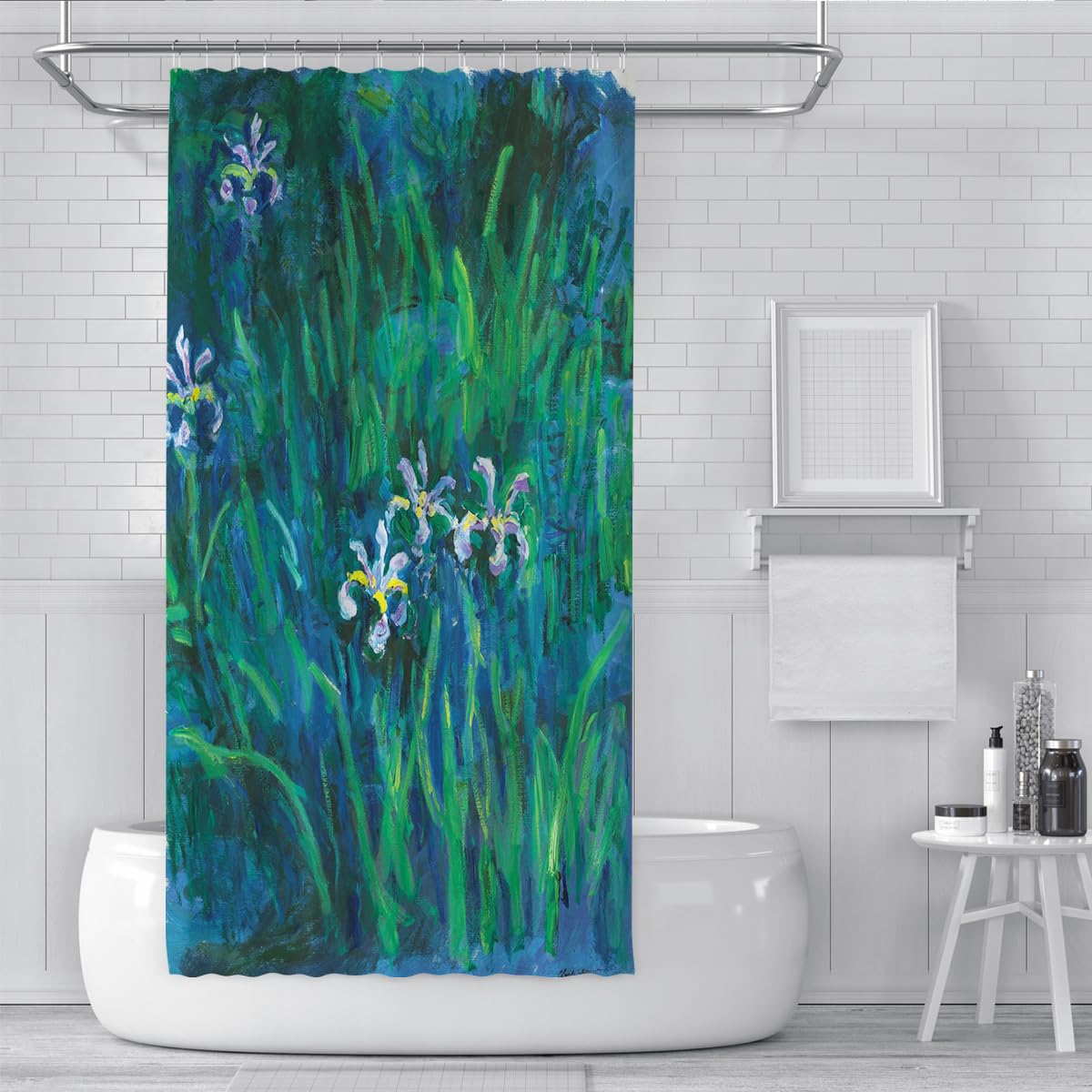 Impressionnisme Rideau douche à iris Peinture à l’huile vintage 150x200cm