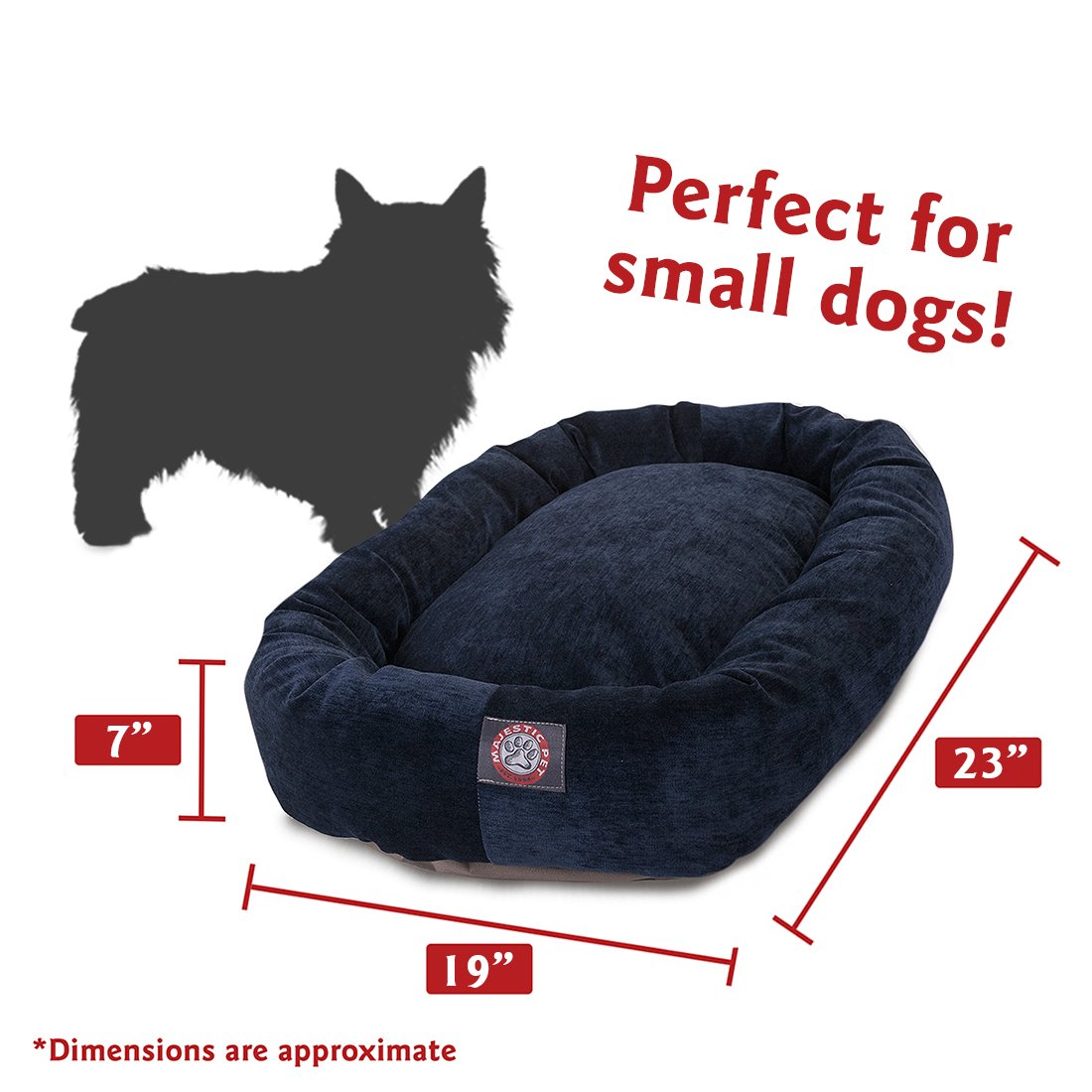 24 inch Navy Villa Collection Micro Velvet Bagel Dog Bed By Majestic