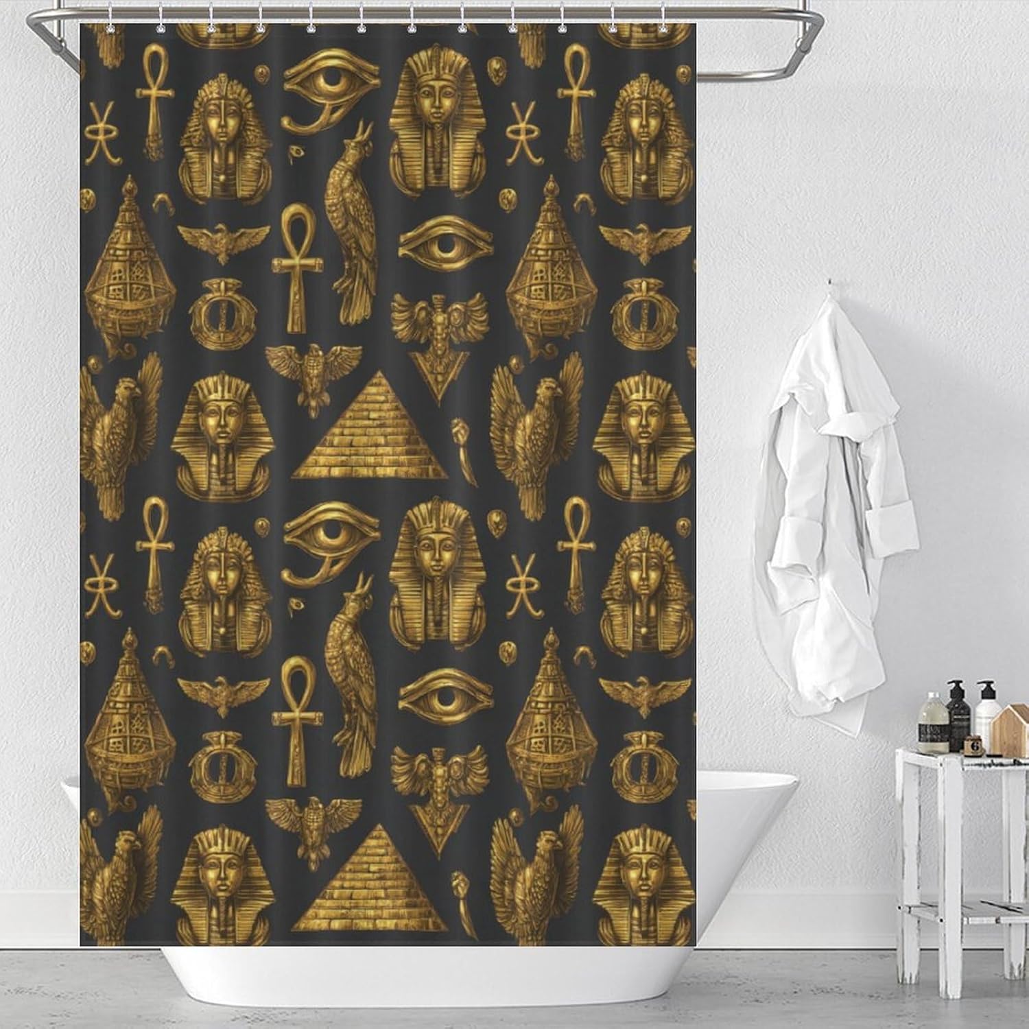 Pyramid Egypt Tribal Ancient Egyptian Shower Curtain 46.85x70.87Inch（119x180cm） Polyester Bath Curtain Shower Curtains Printed Decorative