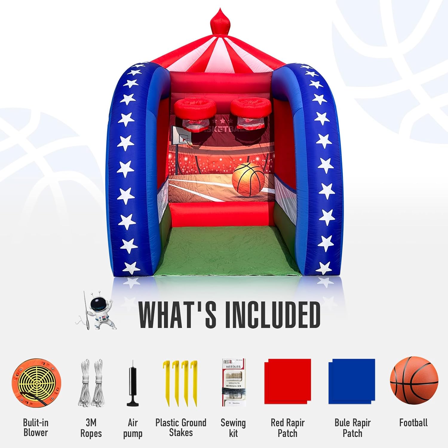 Inflatable Carnival Games — 6.5×6.5×9FT, Built-in Blower, Quick-Inflate — Basketball Hoop (Quick-Inflate Indoor & Outdoor Basketball Game for Backyard Parties, Team Challenges & Event Fun)