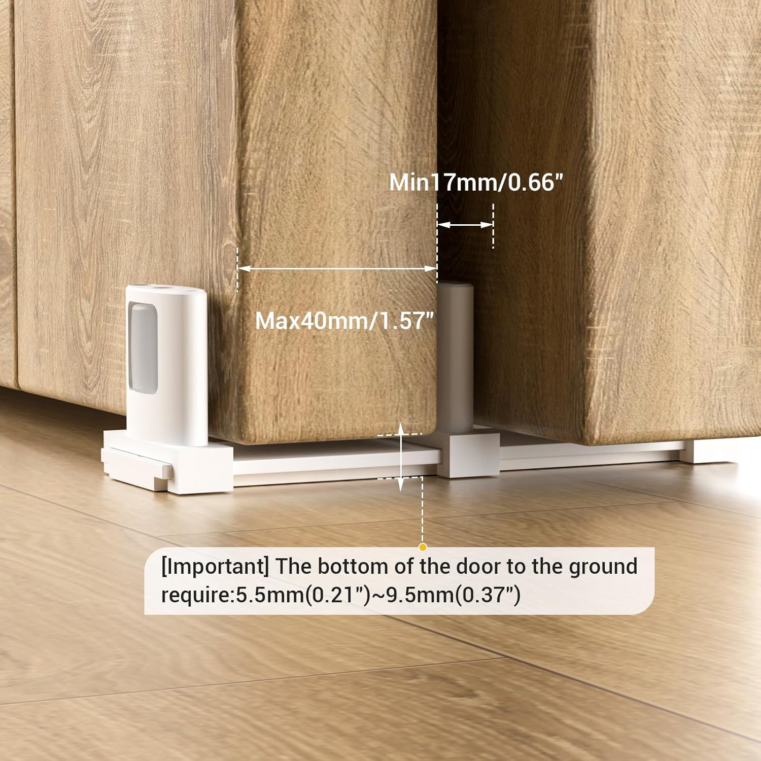 Sliding Closet Door Floor Guide,Adjustable Bypass Door Guide for Floor,Update 3-Roller Design,White,1Pcs