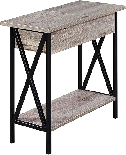 Miniatura 8 de Convenience Concepts Tucson Mesa auxiliar abatible con estación de carga y estante, 23.75 pulgadas de largo x 11.25 pulgadas de ancho x 24 pulgadas