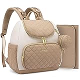 LOVEVOOK Mini Diaper Bag Backpack, Waterproof Diaper Bags for Baby Girl Boy with Changing Pad, Stylish Baby Diaper Bag, Diaper Bag for Mom Dad with Stroller Buckles,14 Inch 14 inch Beige-khaki