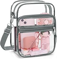 Vista 19 de Bolso cruzado transparente Blvornl con correa de hombro ajustable, bolso de PVC aprobado para estadios, bolso de mensajero Claro