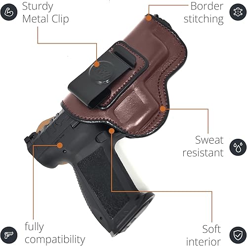 Miniatura 6 de Maxx Carry by PH - Funda de cuero para pistola oculta IWB de mano derecha, funda de cuero oculta para pistola Canik TP9 SFX, funda de transporte