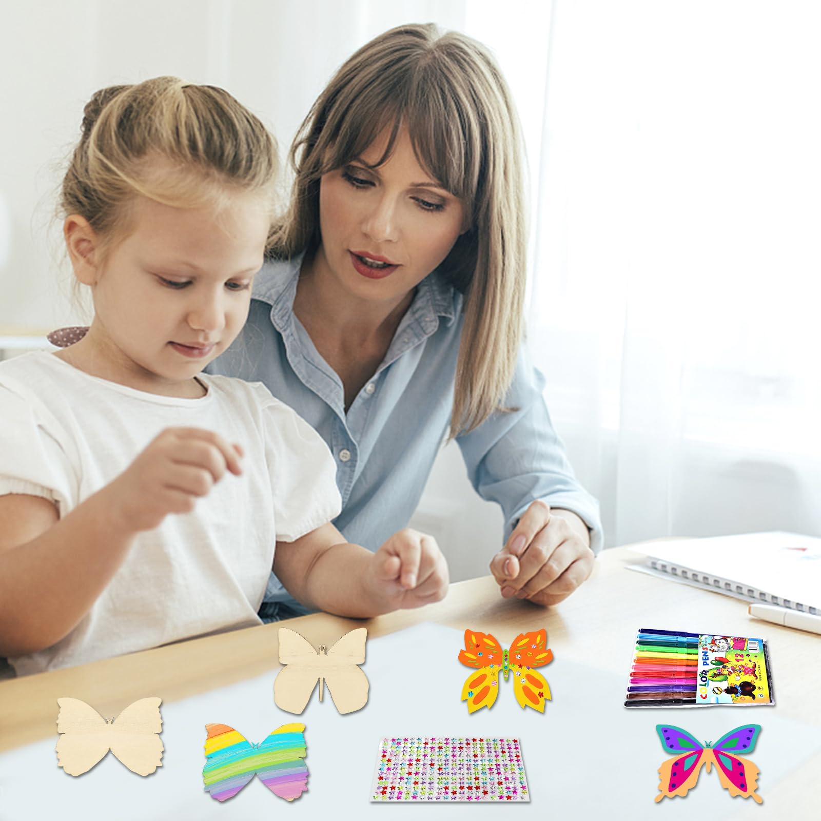 KIKVTER Set de Manualidades Unicornio, 12 Piezas Princesa DIY Espejos de Madera, Manualidades de Unicornio, Manualidades de Madera con Espejo para Cumpleaños Infantiles, Manualidades con Espejo de Ma