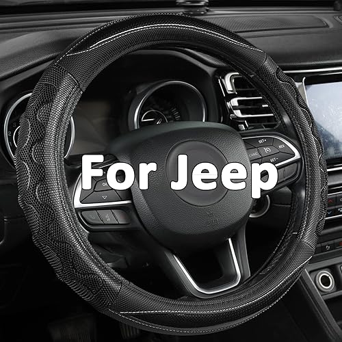 GIANT PANDA Funda para volante de automóvil para Jeep Wrangler, funda para volante de automóvil para Jeep Grand Cherokee y Cherokee, color negro