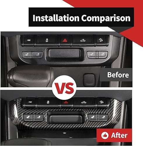 Miniatura 2 de Voodonala Cubierta de panel de interruptor de luz de emergencia compatible con Chevrolet ColoradoGMC-Canyon 2014-2022, fibra de carbono